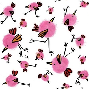 Fuzzy Pink Birds