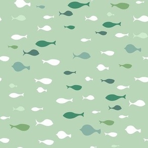 School of Fish in Shades of Green
