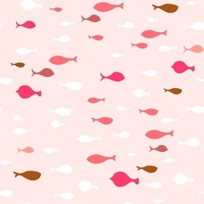 School of Fish Pink  with light pink background