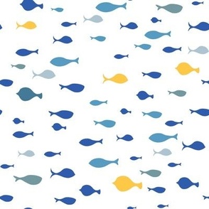 Scool of Fish blue and gold