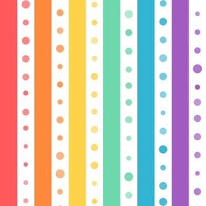 Rainbow Polka Dots and Stripes | Extra Large Scale for Wallpaper, Bedding, and Home Decor
