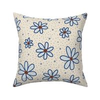 scattered free-hand flowers - 18 inch length repeat - blue for East Fork autumnal table linens