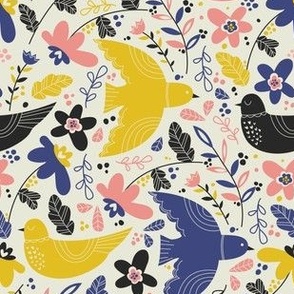 Tweetie Bird Floral - Cream