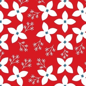 White Daisies on Red