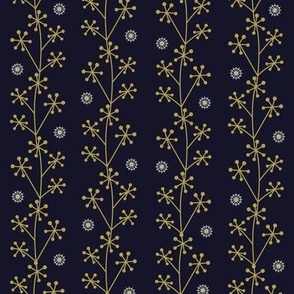 Gold Vines on Dark Blue