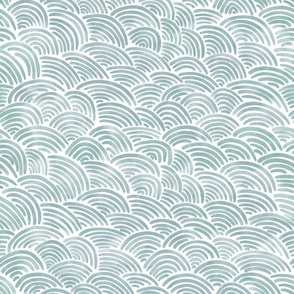 Monochrome dusty light blue rainbow clouds for bedding and fabric