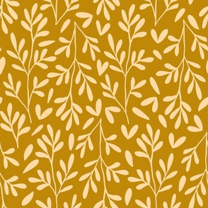 Jumbo  Scale // Vintage Leaves on Golden Mustard Yellow