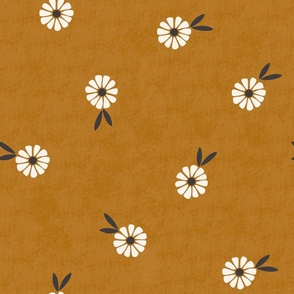 Jumbo Scale // Vintage Ditsy Floral on Burnt Sienna