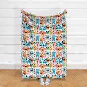 Funny Cute Monsters Pattern - White