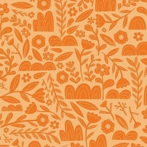 Whimsical Floral - Orange