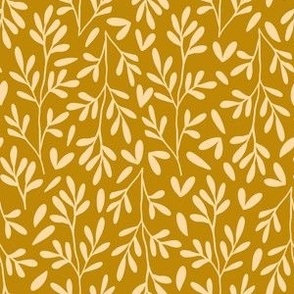 Medium  Scale // Vintage Leaves on Golden Mustard Yellow