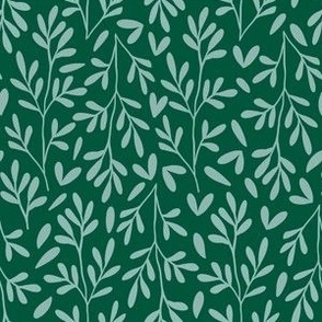 Medium Scale // Vintage Leaves on Emerald Green