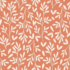 Large Scale // Vintage Leaves on Cerise and Rose Pink