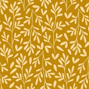 Large Scale // Vintage Leaves on Golden Mustard Yellow