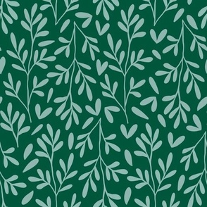 Large Scale // Vintage Leaves on Emerald Green