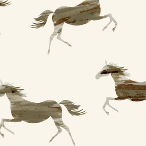 Wild running gray horses-Large