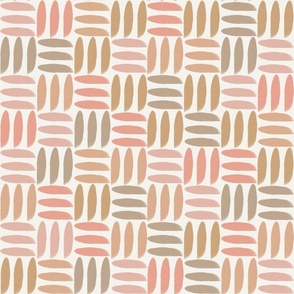 Geometric Hand-Drawn Stripped Checkerboard with Mustard Yellow, Light Pink Clay, Soft Terracotta, Blush, Dark Taupe Grey Checkered Check Stripes on Ivory Ecru off-White for Scandinavian Garden Upholstery, Kids Wallpaper & Boho Home Décor