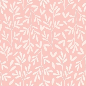 Large Scale // Vintage Leaves on Rose and Ballerina Pink