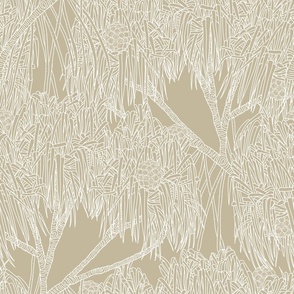 Small Lauhala Tree Outline white on beige