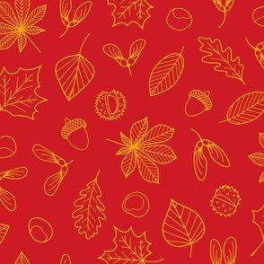 Autumn Leaves - LARGE -  Orange Red