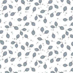 Hues of Grey - Spring Leaves and Dots - medium