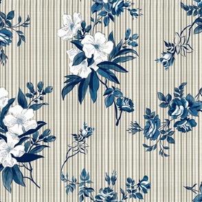 Stripe French vintage blue and white ticking, neutrals roses, narrow stripes