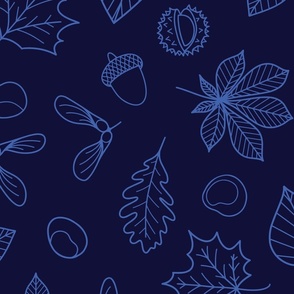 Autumn Leaves - XL -  Navy Blue