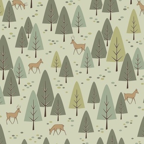 Forest Deer | Fern Green | Whimsical Retro