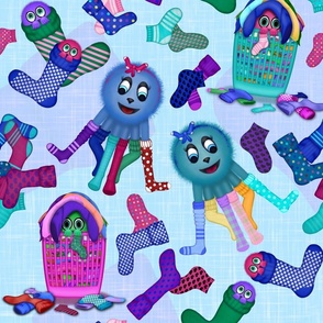 Hand drawn Sock Monsters Where lost socks go by L.E. & M.E.