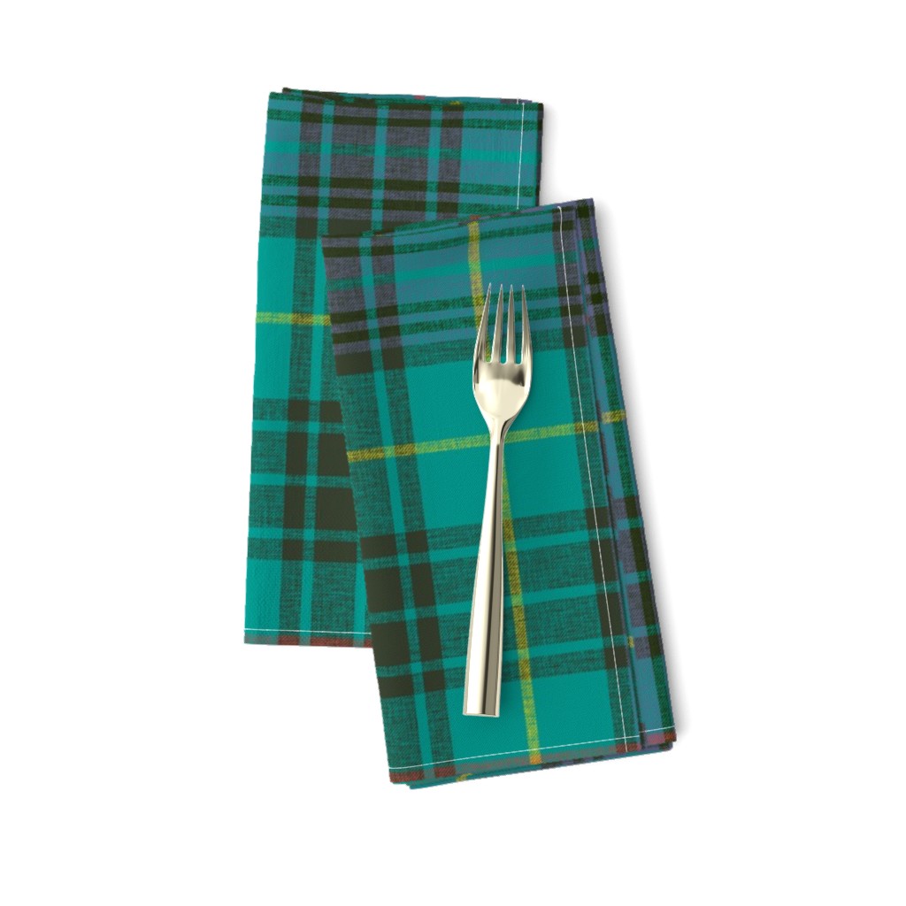 Stewart hunting tartan,  black stripe variant,  12" slubbed,  faded purple and  teal 