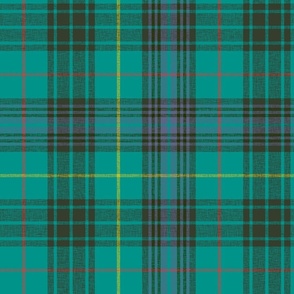 Stewart hunting tartan,  black stripe variant,  12" slubbed,  faded purple and  teal 