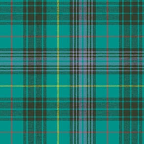 Stewart hunting tartan,  black stripe variant,  12" slubbed,  faded light purple and  teal 