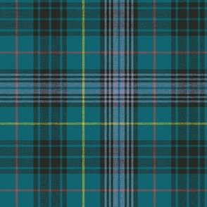 Stewart hunting tartan,  black stripe variant,  12" slubbed,  light purple and teal 