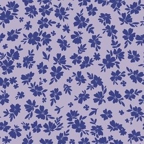French Country two tone millefleur royal blue lavender