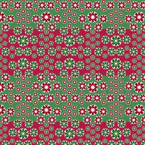 Christmas Snowflake Floral, Red and Green, 2400, StCMS_v2; holiday, joy, Noel, merry, stripe, horizontal, festive, tablecloth, sheets, bedding, duvet, party, cheer