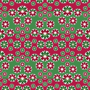 Christmas Floral Snowflake Stripe; horizontal, stripe, red, green, joy, Noel, merry, holiday, tablecloth, bedding, sheets—2400,V3