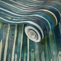 Oceanic Symphony: Painted Stripes in Blue and Green (5)