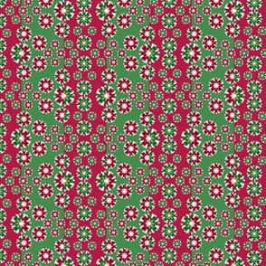 Christmas Floral Snowflake Vertical Stripe, Red and Green; holiday, cheer, jolly, tablecloth, party, kitchen, bedroom, sheets, joy, noel—2400, V5