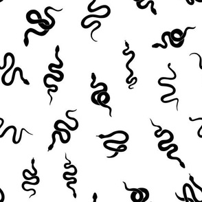 Snakes pattern black snakes on white background small silhouettes in different poses