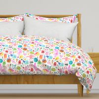 Cute Monsters mash Multicolor Rainbow white Medium Sasquatch