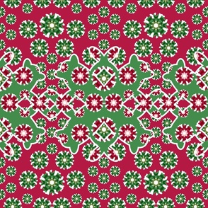 Christmas Snowflake Floral Stripe—Red, green, holiday, joy, noel, happy, celebrate, party, maximal, festive, merry, candy, ornament, wallpaper, bedding, sophisticated, decorate, decoration, décor, cute, cuter, cutest kids sheets; v2, 4800