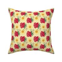 SNRS2 - Sunshine and Roses - Folk Art Style - 4 inch repeat