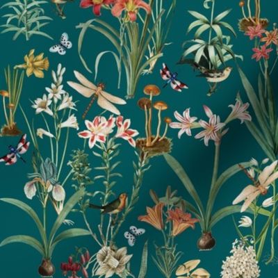 Dragonfly Garden Teal // standard