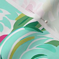 Florida Fiesta - Pink/Aqua on White Wallpaper 
