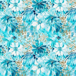 Tiger Lilly Twist - Teal/White Wallpaper 
