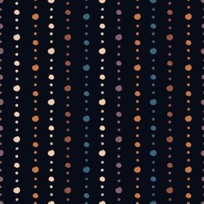 Boho Beads Desert- pearls, polka dot, jewel, blue, creme, lavender, orange fabric