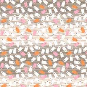 pastel ghosts on off white and brown stripes - small - 3x3