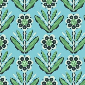 stylized florals on sky blue // medium