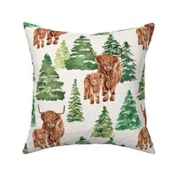 Highland Cow Winter Woodland Forest 12 inch