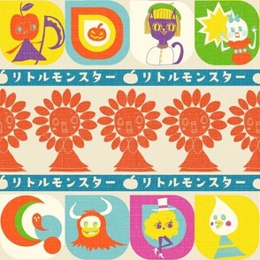 Japanese Little Monsters - Orange, Blue, Beige, Yellow, Green and Pink